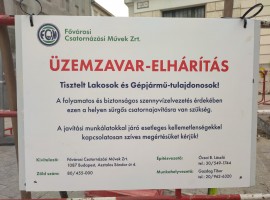 A Fővárosi Csatornázási Művek hibaelhárítása miatti forgalmi rend változás az Erzsébet téren