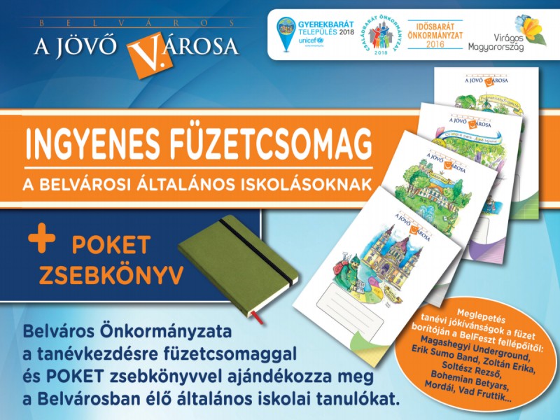 Ingyenes füzetcsomag a belvárosi általános iskolásoknak Ingyenes füzetcsomag a belvárosi általános iskolásoknak