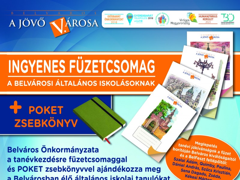 Ingyenes füzetcsomag a belvárosi általános iskolásoknak + POKET Zsebkönyv Ingyenes füzetcsomag a belvárosi általános iskolásoknak + POKET Zsebkönyv